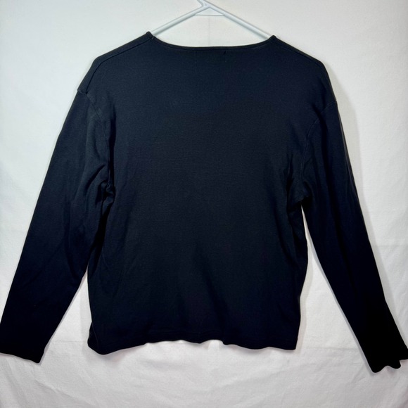 Lauren Ralph Lauren Long Sleeve Top Ribbed Knit Classic Logo Black L - Picture 8 of 8